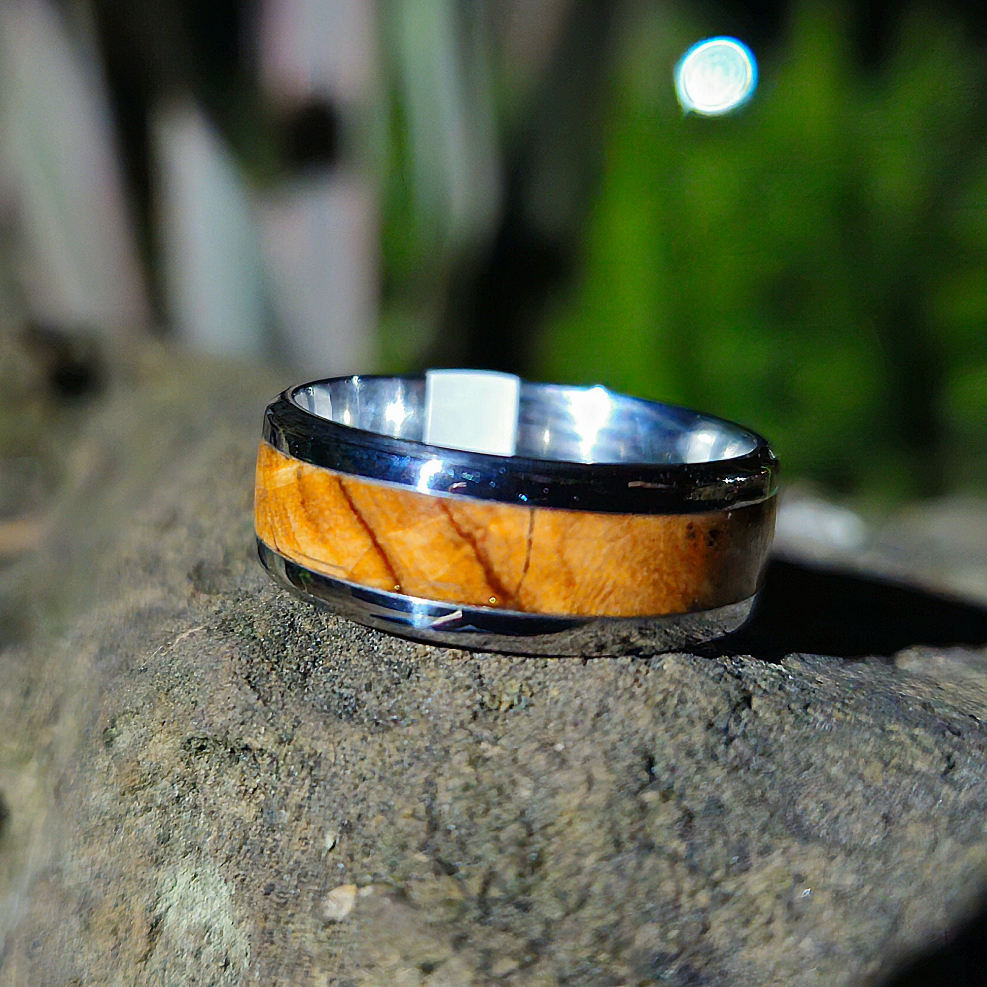 Stainless steel Namibian White Ivory Wood Inlay