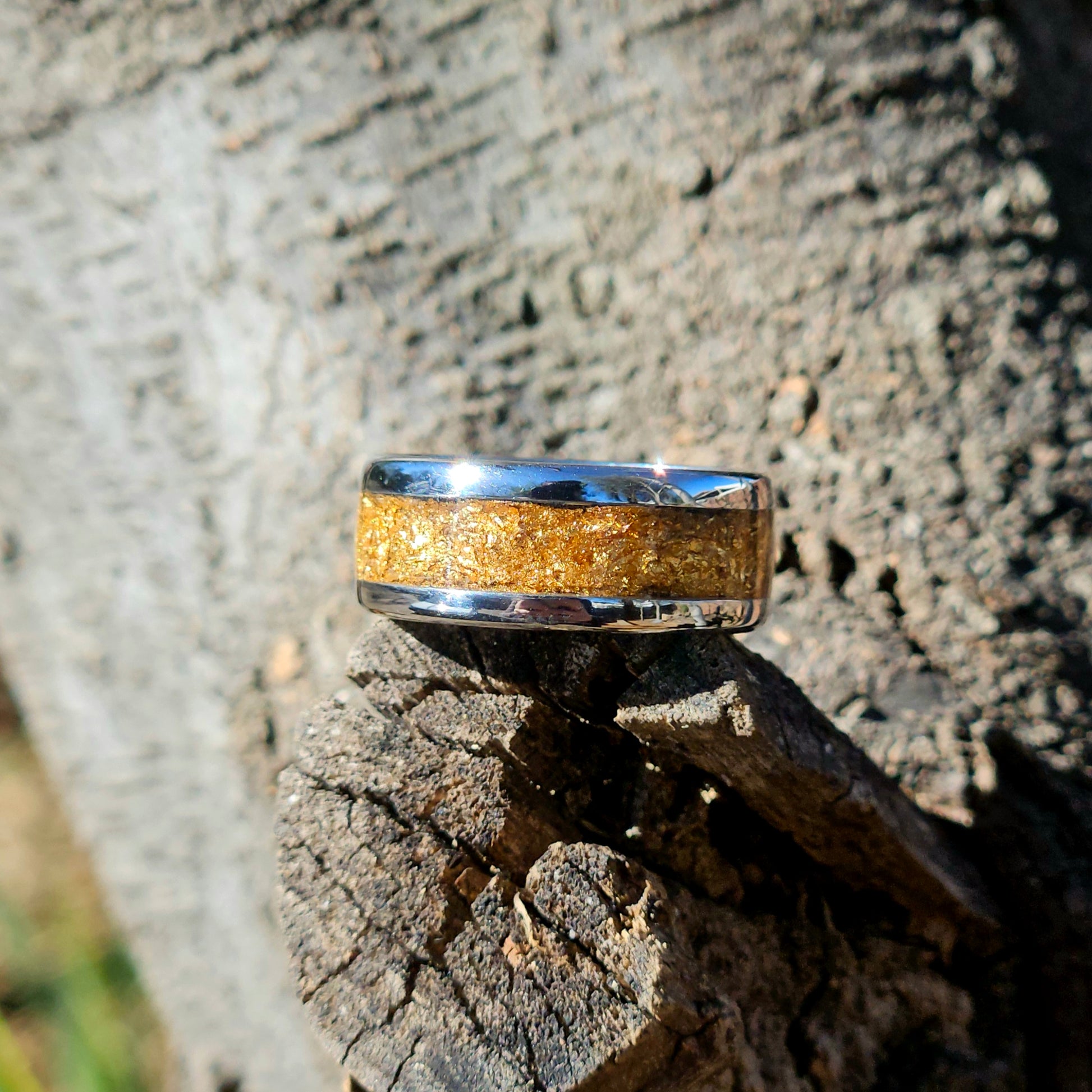 Stainless steel Gold leaf inlay